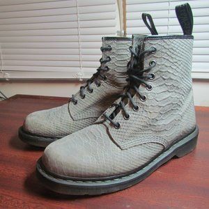 Dr. Martens Snakeskin Texture Grey Boots - UK 9, USM 10, USL 11